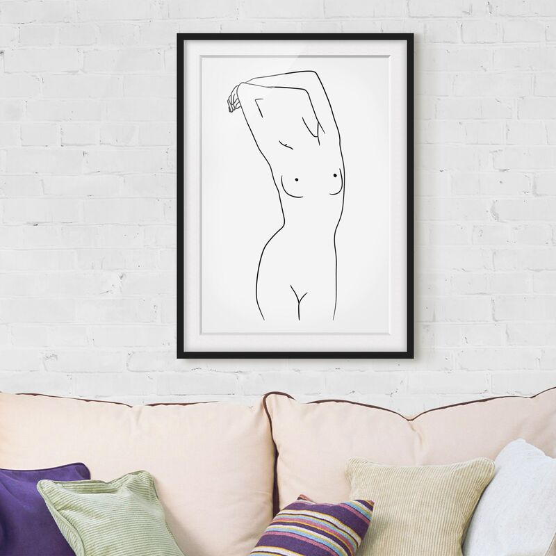 

Póster enmarcado - Line Art Nudo Bianco e nero Dimensión LxA: 24cm x 18cm, Marco: Negro