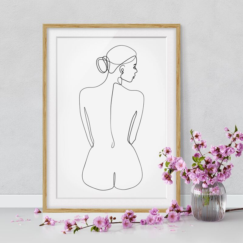 

Póster enmarcado - Line Art Nudes Torna Bianco e nero Dimensión LxA: 100cm x 70cm, Marco: Roble