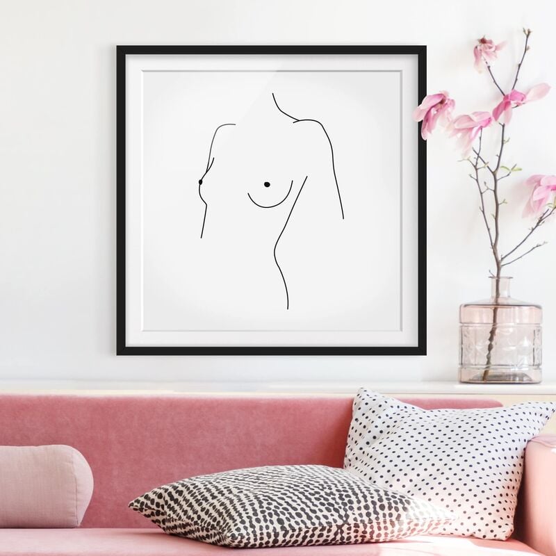 

Póster enmarcado - Line Art Nudo Busto donna Bianco e nero Dimensión LxA: 70cm x 70cm, Marco: Negro