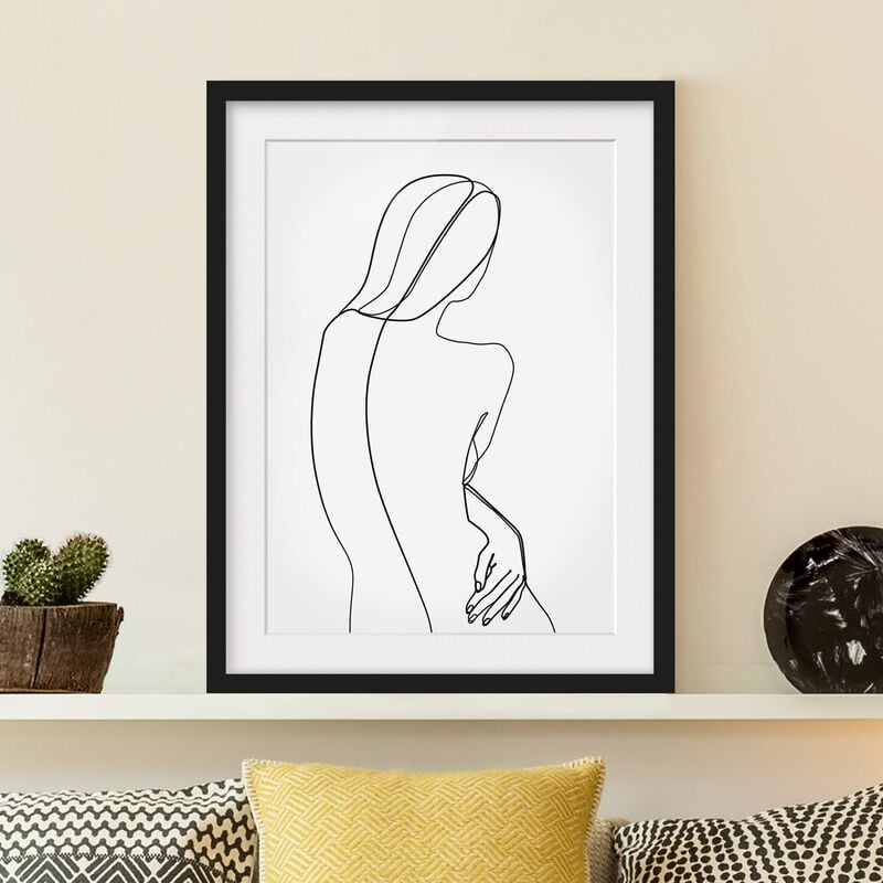 

Póster enmarcado - Line Art indietro Donna Bianco e nero Dimensión LxA: 40cm x 30cm, Marco: Negro