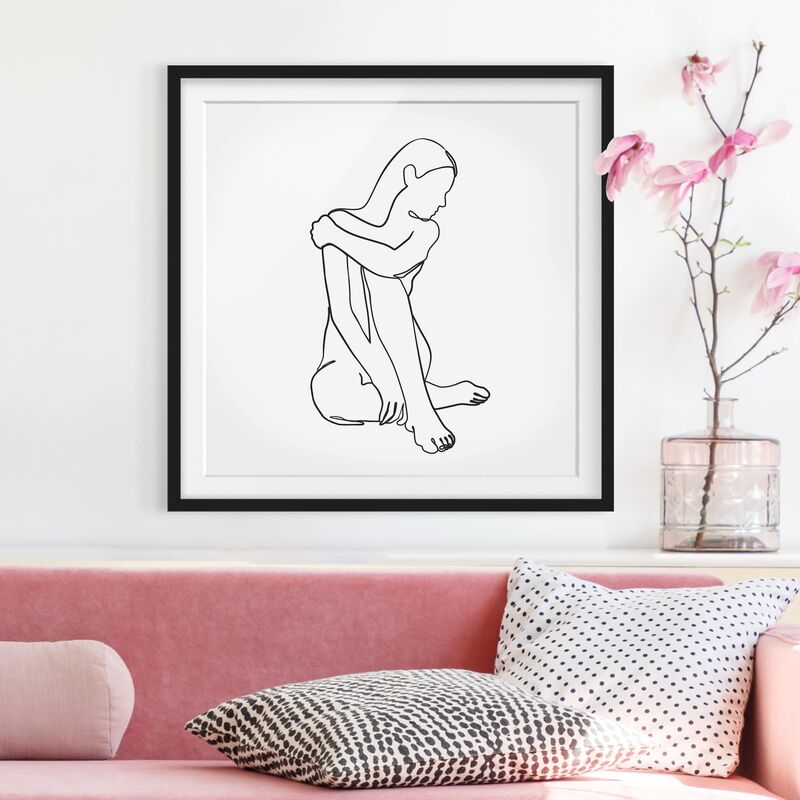 

Póster enmarcado - Line Art Nudo donna Bianco e nero Dimensión LxA: 50cm x 50cm, Marco: Negro