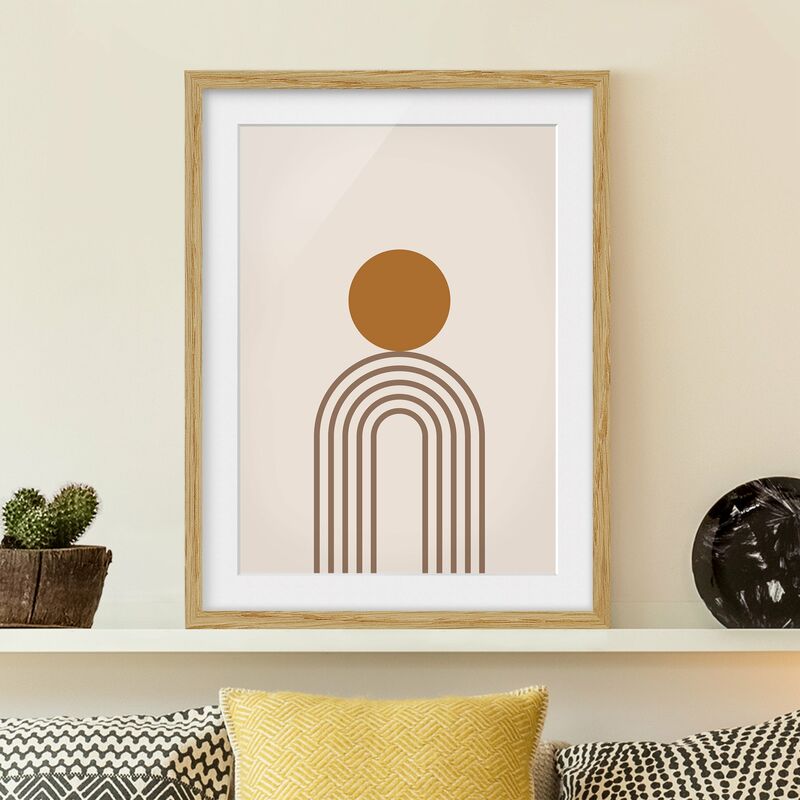 

Póster enmarcado - Line Art Circle e linee in rame Dimensión LxA: 40cm x 30cm, Marco: Roble