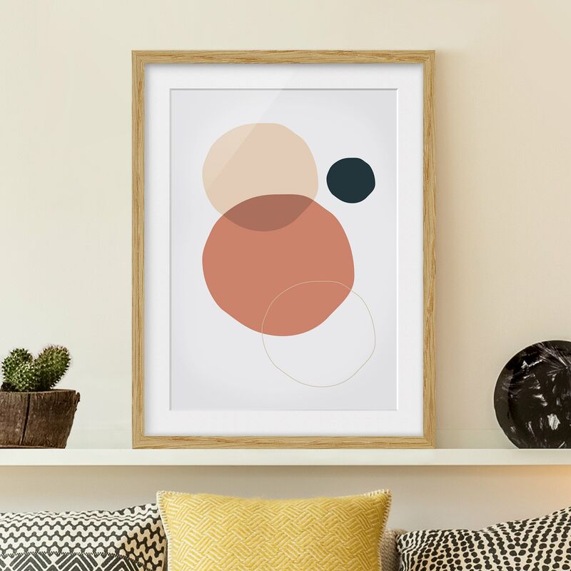 

Póster enmarcado - Line Art Circles Pastello Dimensión LxA: 55cm x 40cm, Marco: Roble