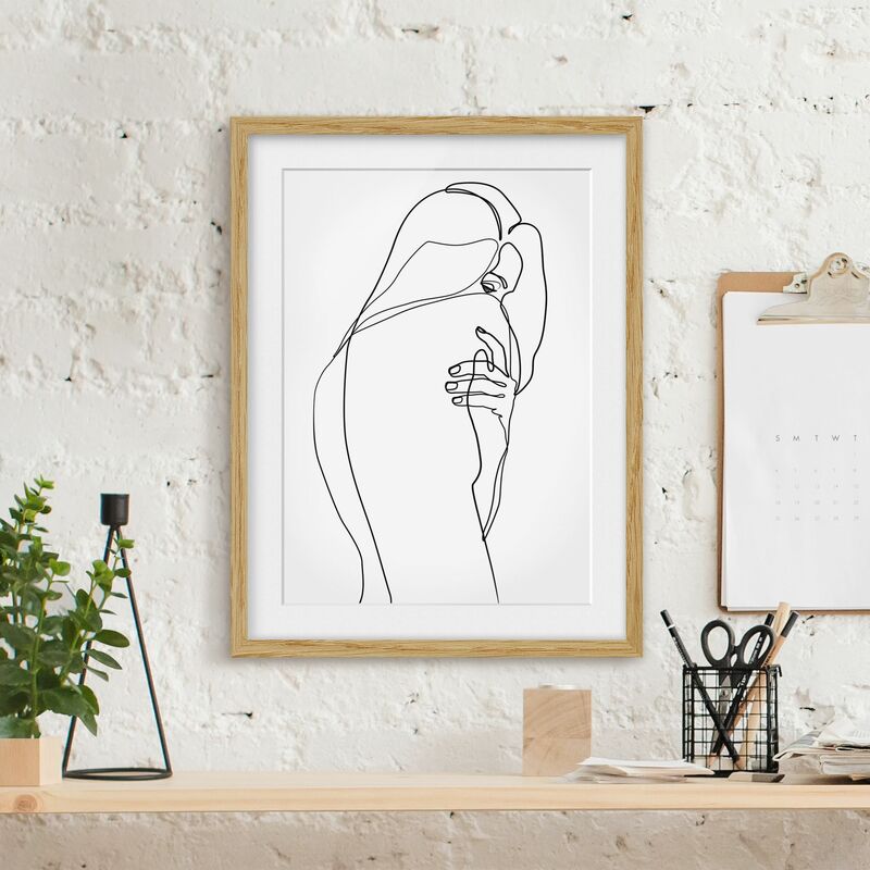 

Póster enmarcado - Line Art Nudo spalla Bianco e nero Dimensión LxA: 70cm x 50cm, Marco: Roble