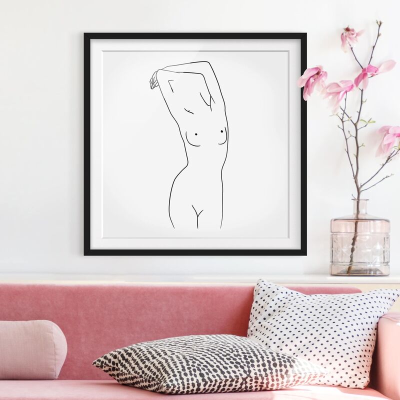 

Póster enmarcado - Line Art Nudo Bianco e nero Dimensión LxA: 30cm x 30cm, Marco: Negro