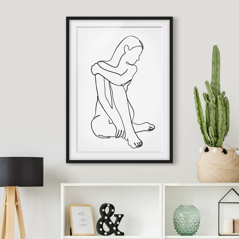 

Póster enmarcado - Line Art Nudo donna Bianco e nero Dimensión LxA: 70cm x 50cm, Marco: Negro