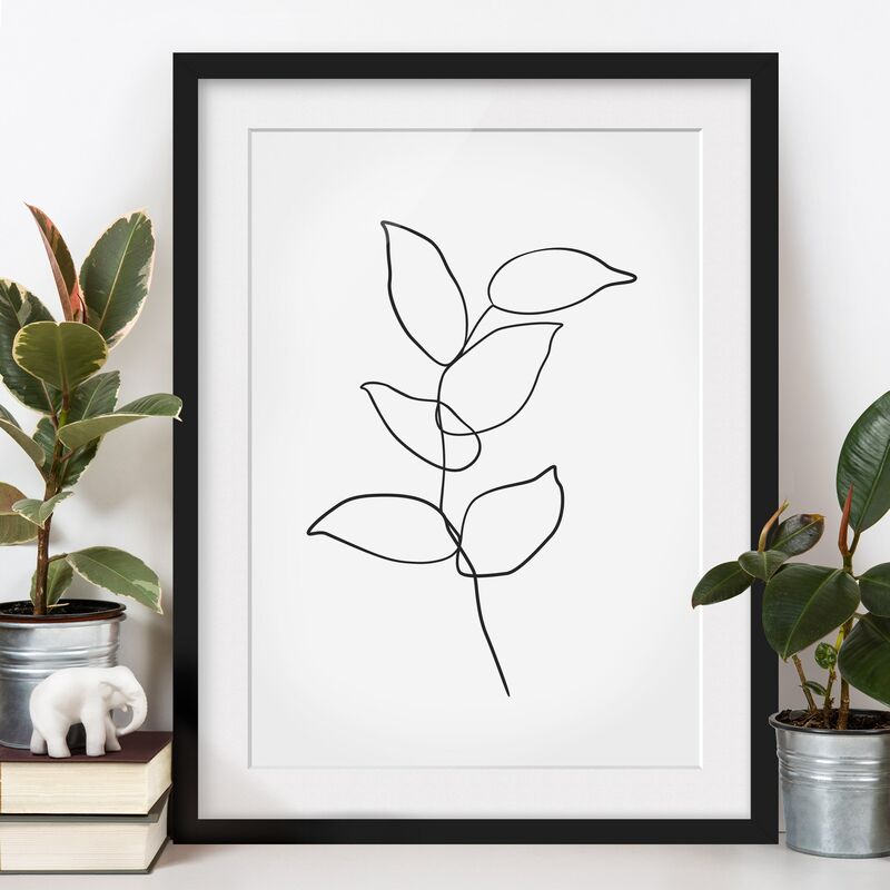 

Póster enmarcado - Line Art ramo bianco e nero Dimensión LxA: 40cm x 30cm, Marco: Negro