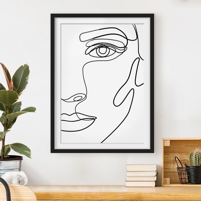 

Póster enmarcado - Line art ritratto Donna Bianco e nero Dimensión LxA: 24cm x 18cm, Marco: Negro