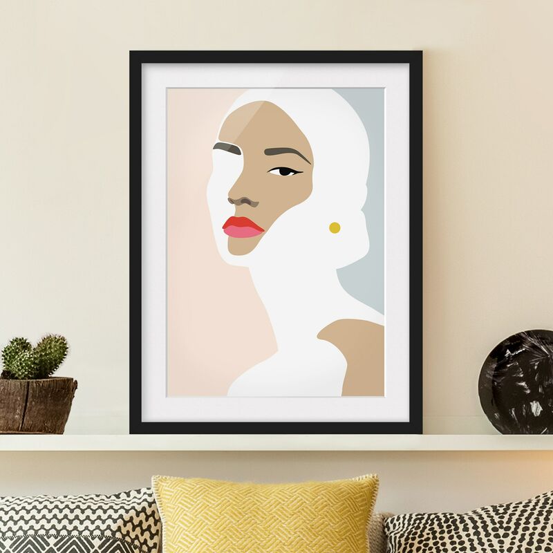 

Póster enmarcado - Line art ritratto Donna grigio pastello Dimensión LxA: 70cm x 50cm, Marco: Negro
