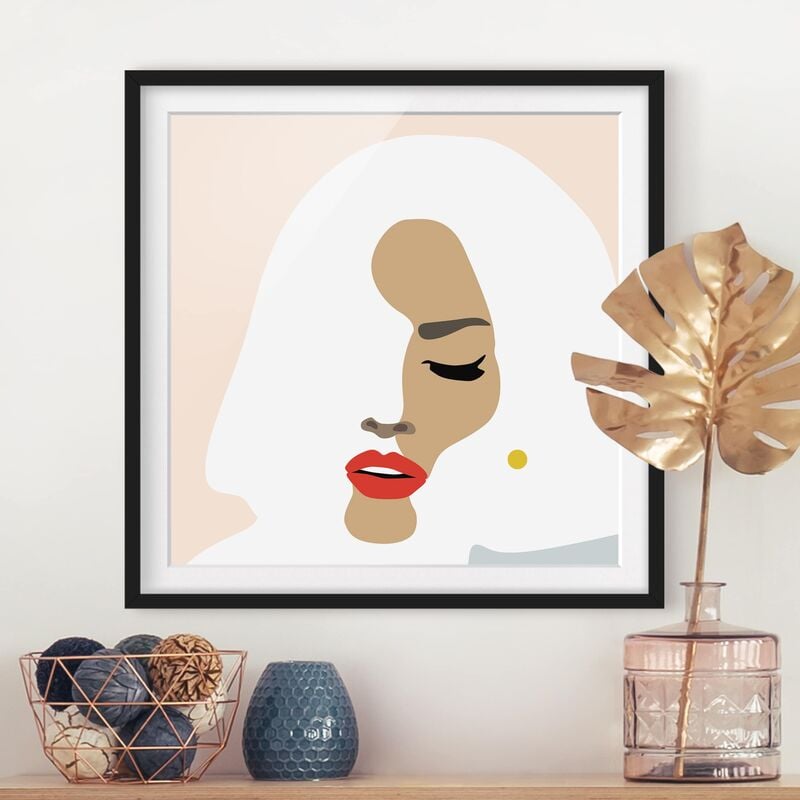 

Póster enmarcado - Line art ritratto Donna Pastel Beige Dimensión LxA: 20cm x 20cm, Marco: Negro