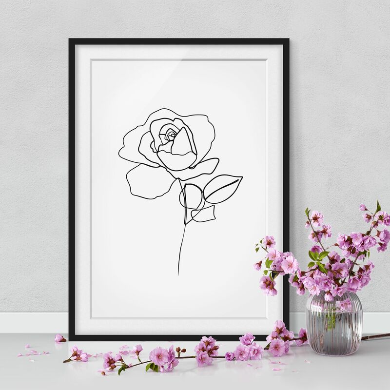 

Póster enmarcado - Line Art Rosa Nero Bianco Dimensión LxA: 40cm x 30cm, Marco: Negro