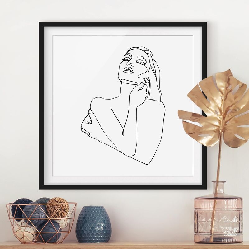 

Póster enmarcado - Line Art Torso della donna Bianco e nero Dimensión LxA: 20cm x 20cm, Marco: Negro