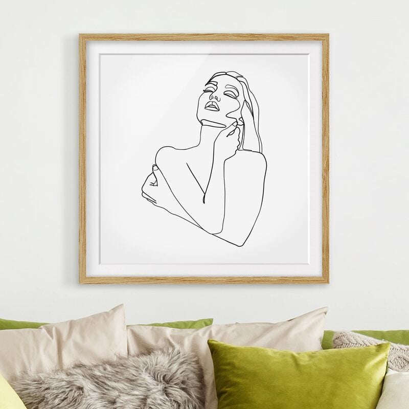 

Póster enmarcado - Line Art Torso della donna Bianco e nero Dimensión LxA: 50cm x 50cm, Marco: Roble
