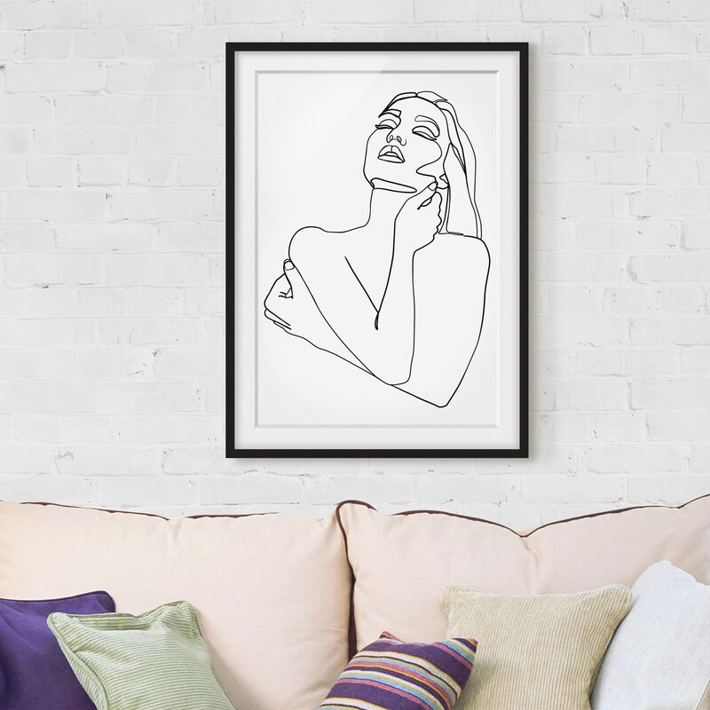 

Póster enmarcado - Line Art Torso della donna Bianco e nero Dimensión LxA: 24cm x 18cm, Marco: Negro