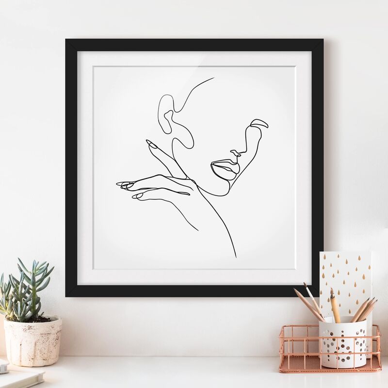 

Póster enmarcado - Line Art Woman Portrait Bianco e nero Dimensión LxA: 30cm x 30cm, Marco: Negro