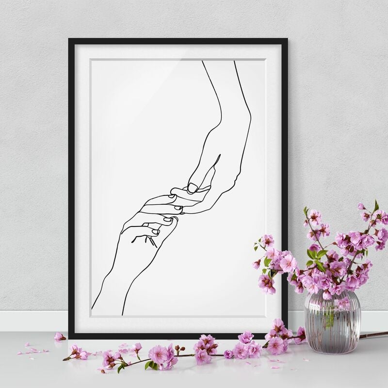 

Póster enmarcado - Linea Mani d'arte Toccando Bianco e nero Dimensión LxA: 24cm x 18cm, Marco: Negro