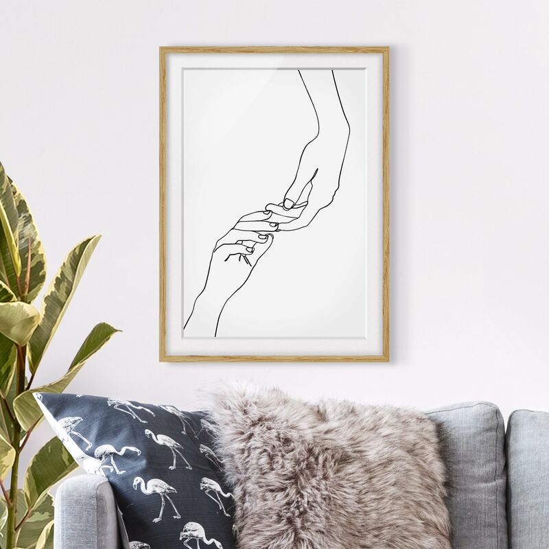 

Póster enmarcado - Linea Mani d'arte Toccando Bianco e nero Dimensión LxA: 40cm x 30cm, Marco: Roble