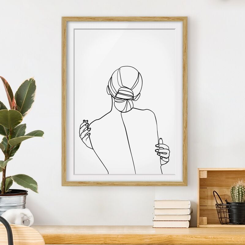 

Póster enmarcado - Line Art Woman Back Bianco e nero Dimensión LxA: 40cm x 30cm, Marco: Roble