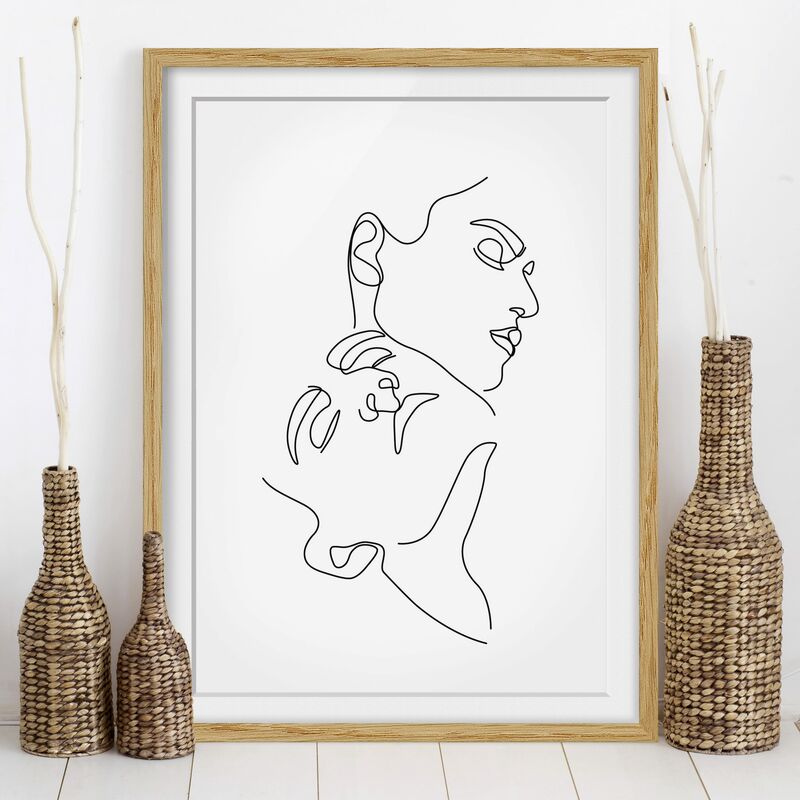 

Póster enmarcado - Line Art Women Faces Bianco Dimensión LxA: 24cm x 18cm, Marco: Roble