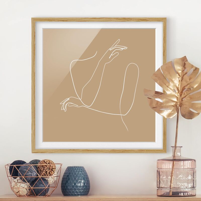 

Póster enmarcado - Linea Mani Arte Donna Beige Dimensión LxA: 50cm x 50cm, Marco: Roble