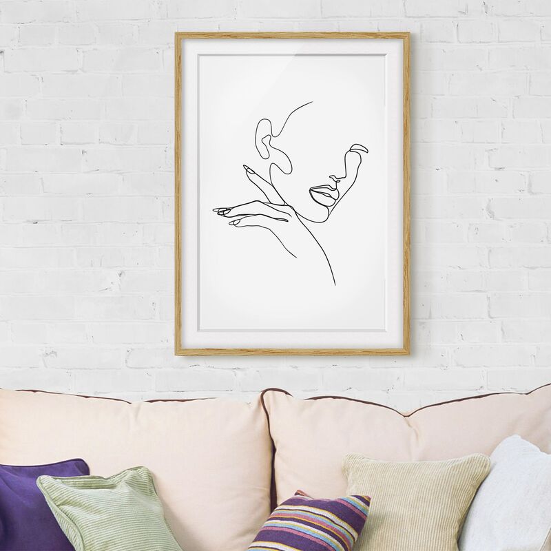 

Póster enmarcado - Line Art Woman Portrait Bianco e nero Dimensión LxA: 55cm x 40cm, Marco: Roble