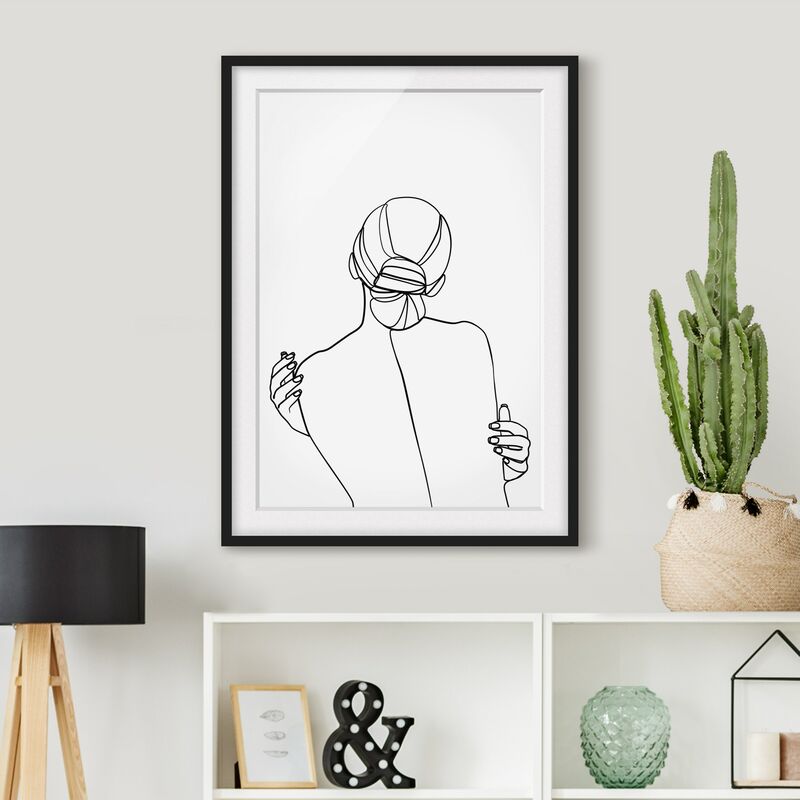 

Póster enmarcado - Line Art Woman Back Bianco e nero Dimensión LxA: 100cm x 70cm, Marco: Negro