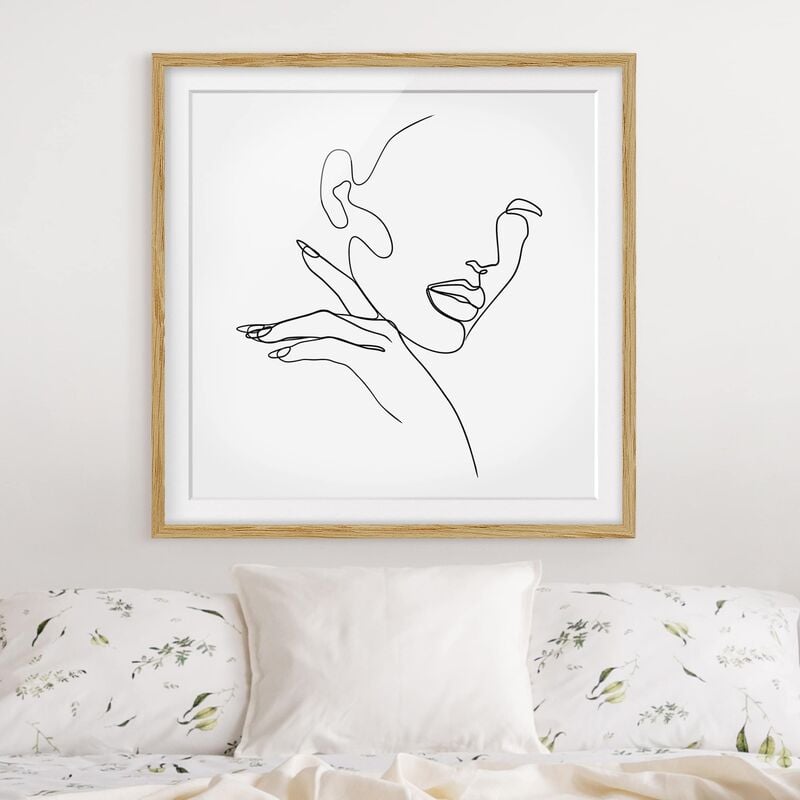 

Póster enmarcado - Line Art Woman Portrait Bianco e nero Dimensión LxA: 70cm x 70cm, Marco: Roble
