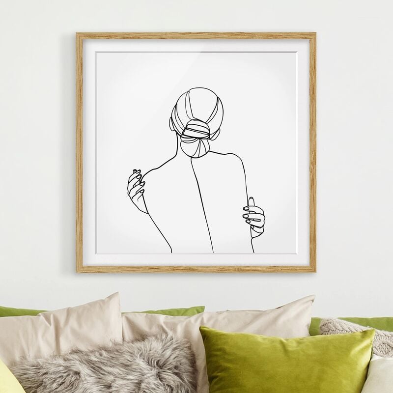 

Póster enmarcado - Line Art Woman Back Bianco e nero Dimensión LxA: 70cm x 70cm, Marco: Roble