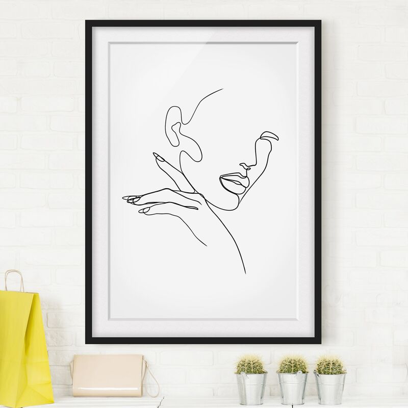 

Póster enmarcado - Line Art Woman Portrait Bianco e nero Dimensión LxA: 55cm x 40cm, Marco: Negro