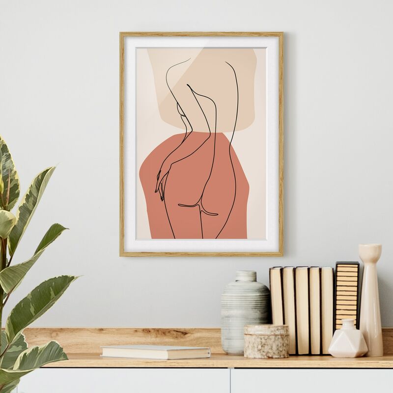

Póster enmarcado - Line Art Woman Back Brown Dimensión LxA: 55cm x 40cm, Marco: Roble
