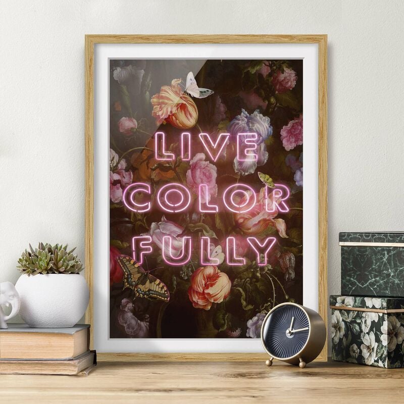 

Póster enmarcado - live Colorfully Dimensión LxA: 100cm x 70cm, Marco: Roble