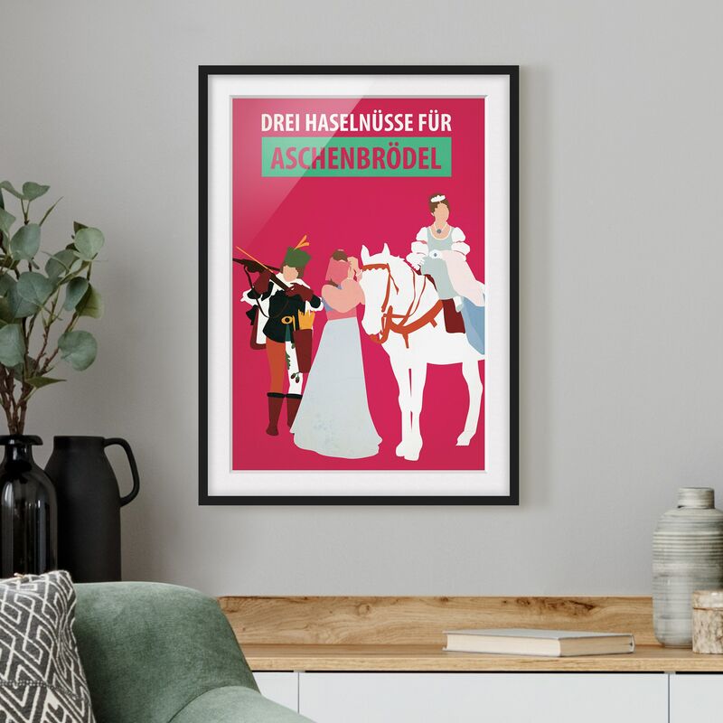

Póster enmarcado - Locandina cinematografica Three Wishes Per Aschebrödel Dimensión LxA: 100cm x 70cm, Marco: Negro