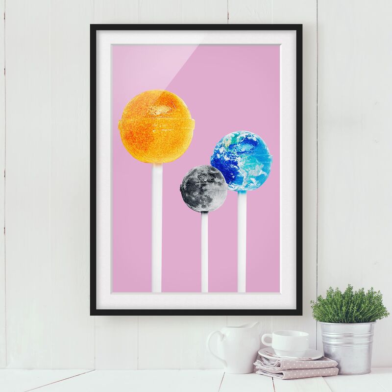 

Póster enmarcado - Lollipops con pianeti Dimensión LxA: 70cm x 50cm, Marco: Negro