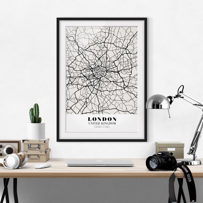 

Póster enmarcado - London City Map - Classic Dimensión LxA: 100cm x 70cm, Marco: Negro