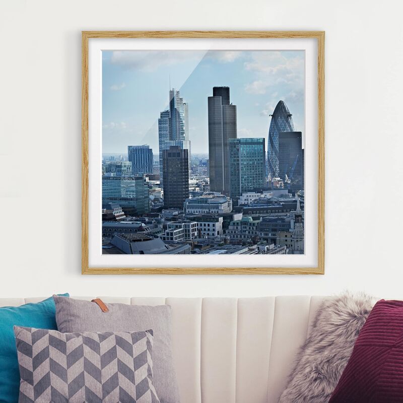 

Póster enmarcado - London Skyline Dimensión LxA: 70cm x 70cm, Marco: Roble