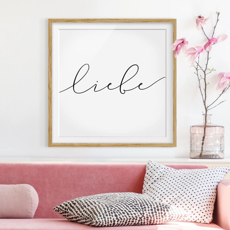 

Póster enmarcado - Love Calligraphy Dimensión LxA: 70cm x 70cm, Marco: Roble