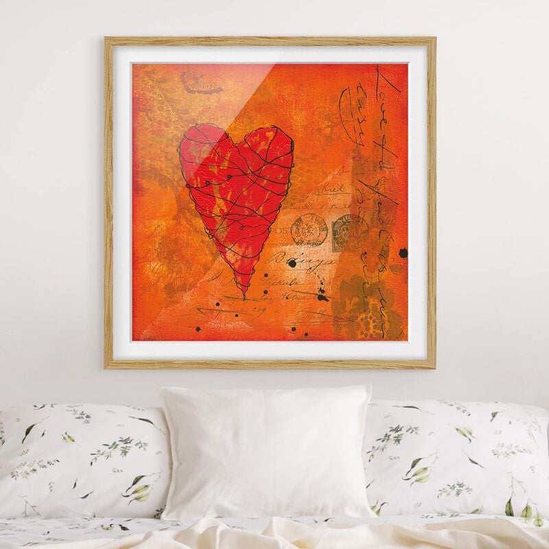 

Póster enmarcado - Love Letter Dimensión LxA: 70cm x 70cm, Marco: Roble