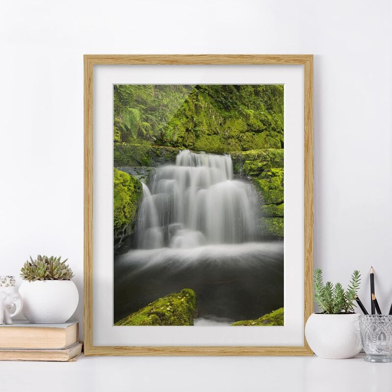 

Póster enmarcado - Lower Mclean Falls In New Zealand Dimensión LxA: 100cm x 70cm, Marco: Roble