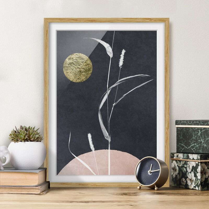 

Póster enmarcado - Luna dorata con canneto Dimensión LxA: 100cm x 70cm, Marco: Roble