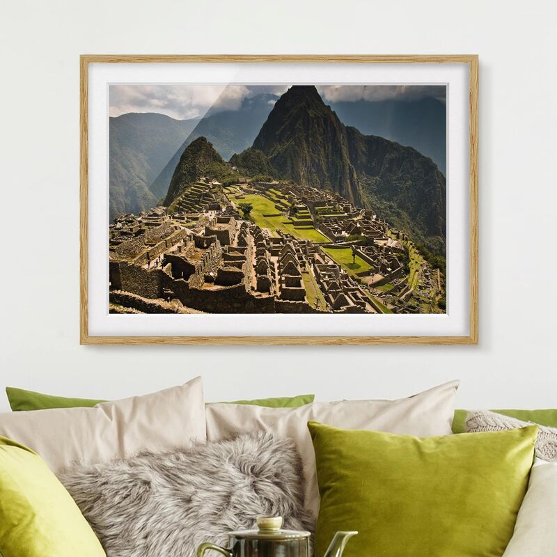 

Póster enmarcado - Machu Picchu Dimensión LxA: 70cm x 100cm, Marco: Roble