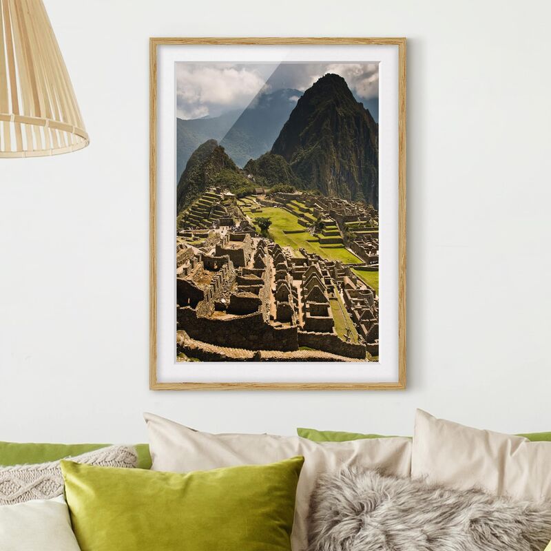 

Póster enmarcado - Machu Picchu Dimensión LxA: 55cm x 40cm, Marco: Roble