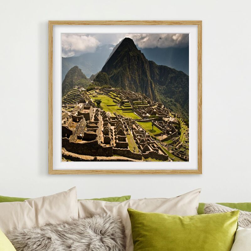 

Póster enmarcado - Machu Picchu Dimensión LxA: 70cm x 70cm, Marco: Roble