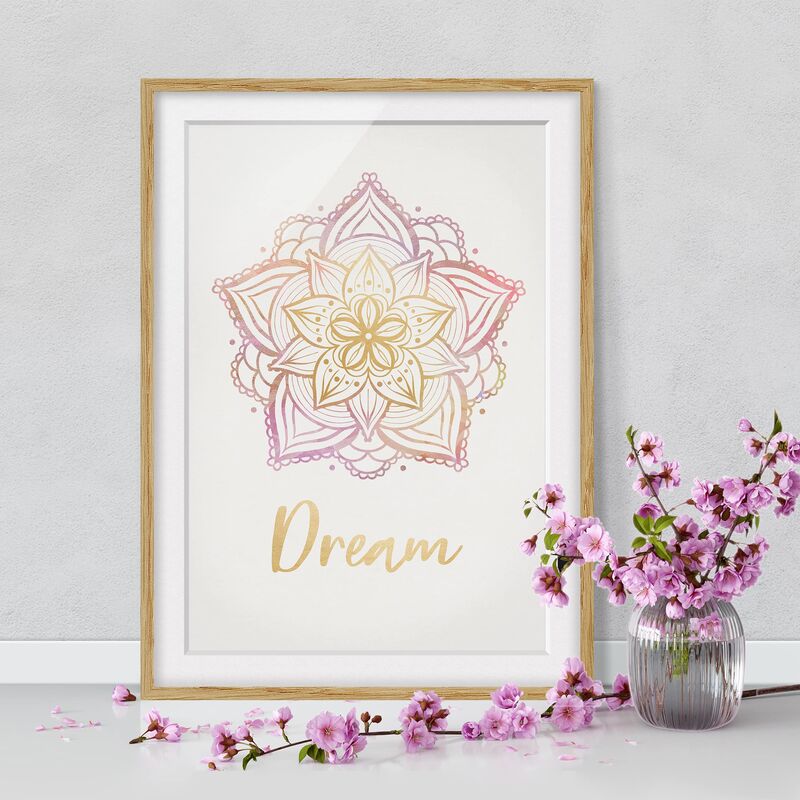 

Póster enmarcado - Mandala illustrazione leggenda oro rosa Dimensión LxA: 40cm x 30cm, Marco: Roble