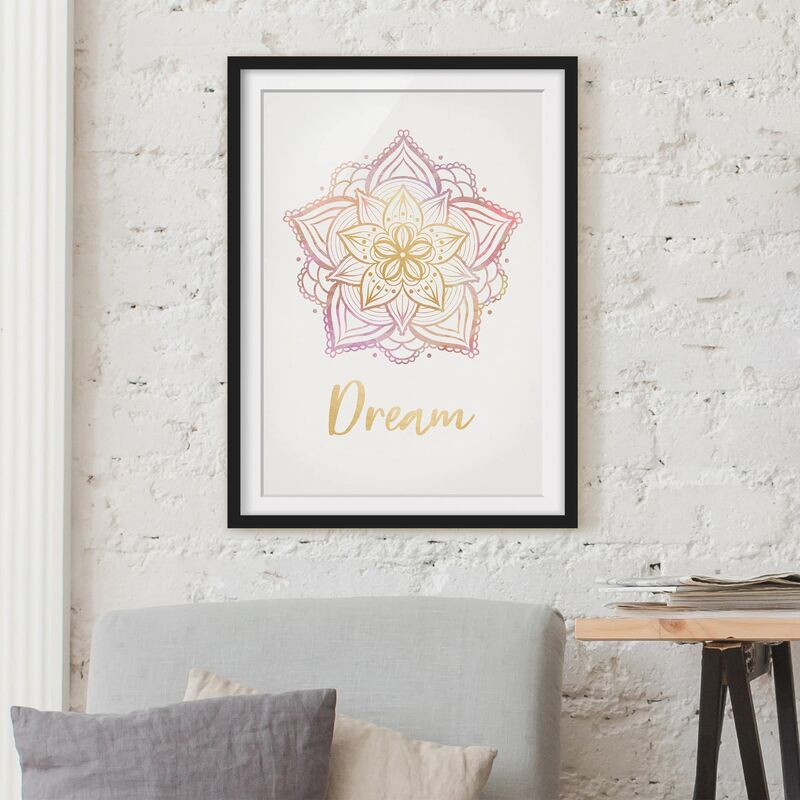

Póster enmarcado - Mandala illustrazione leggenda oro rosa Dimensión LxA: 70cm x 50cm, Marco: Negro