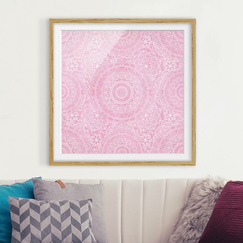 

Póster enmarcado - Mandala modello rosa Dimensión LxA: 20cm x 20cm, Marco: Roble