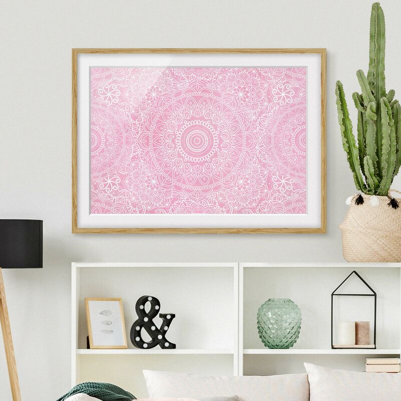 

Póster enmarcado - Mandala modello rosa Dimensión LxA: 70cm x 100cm, Marco: Roble