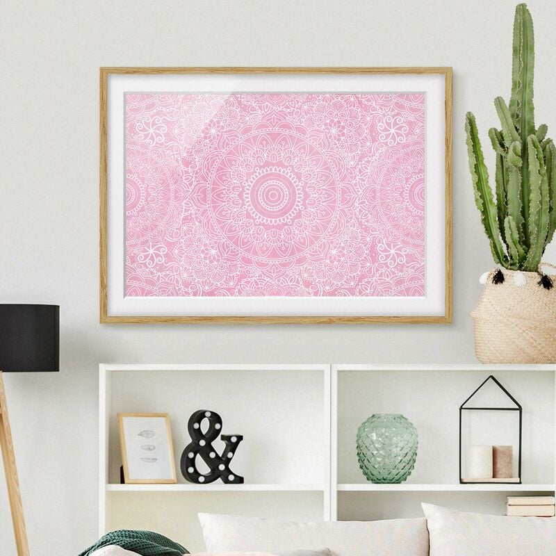 

Póster enmarcado - Mandala modello rosa Dimensión LxA: 18cm x 24cm, Marco: Roble