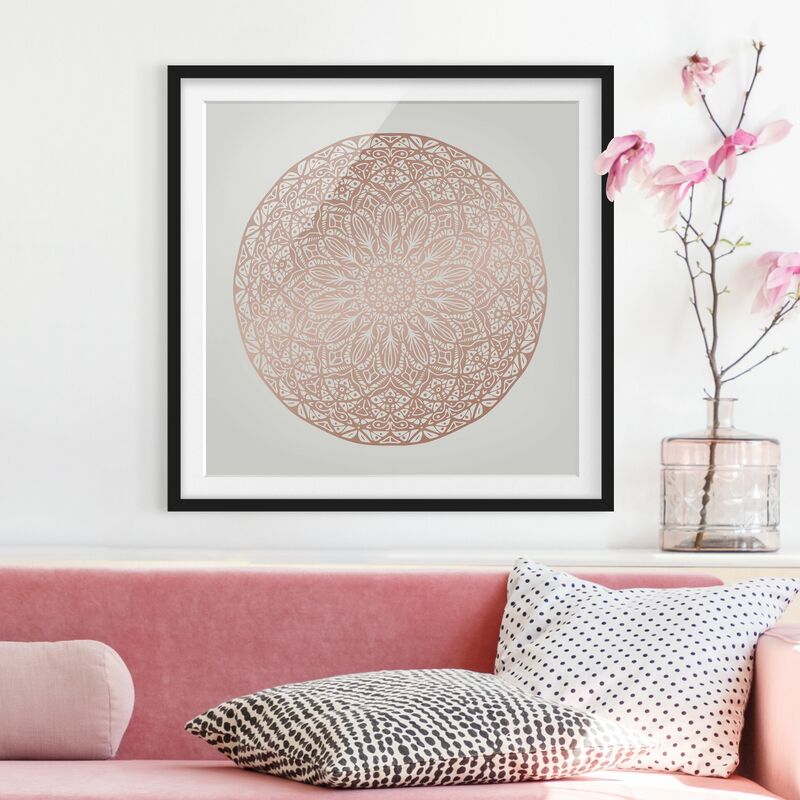 

Póster enmarcado - Mandala Ornament In Rame Oro Dimensión LxA: 20cm x 20cm, Marco: Negro