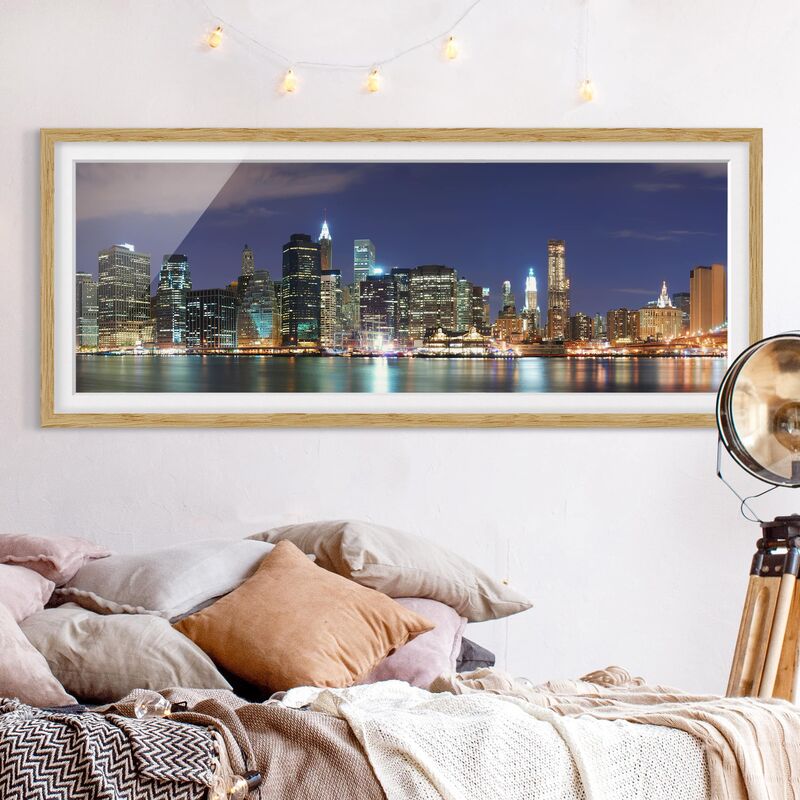 

Póster enmarcado - Manhattan A New York City Dimensión LxA: 40cm x 100cm, Marco: Roble
