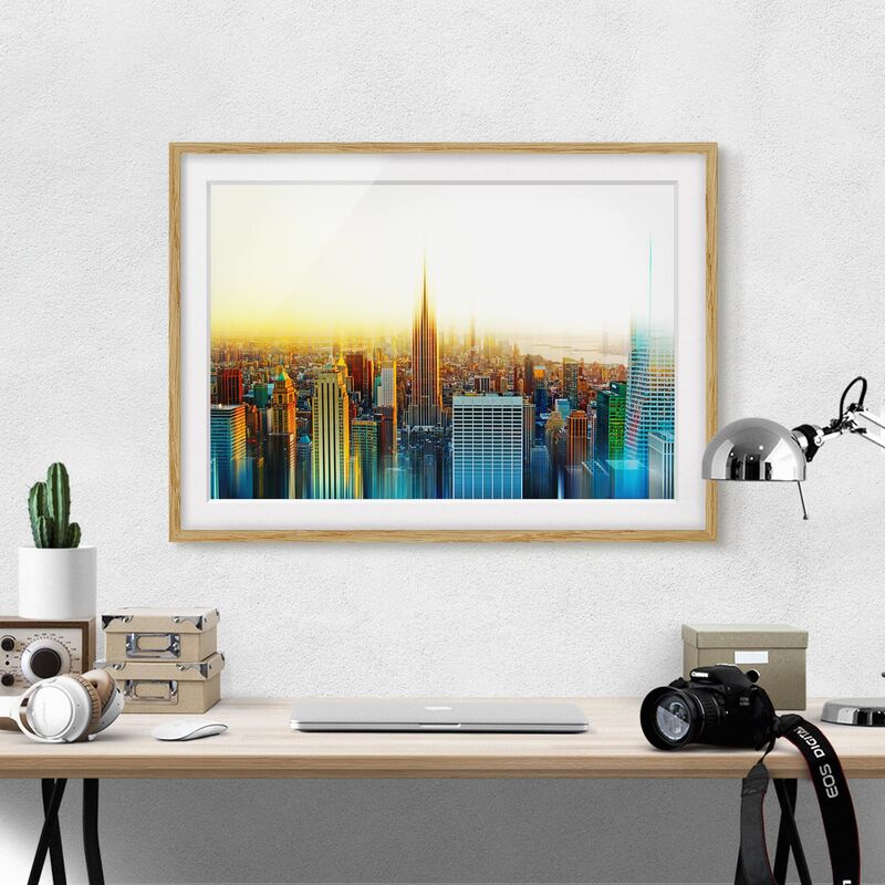 

Póster enmarcado - Manhattan Abstract Dimensión LxA: 40cm x 55cm, Marco: Roble